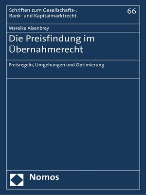 cover image of Die Preisfindung im Übernahmerecht